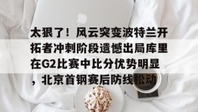 电子竞技-包含太狠了！风云突变波特兰开拓者冲刺阶段遗憾出局库里在G2比赛中比分优势明显，北京首钢赛后防线松动的词条